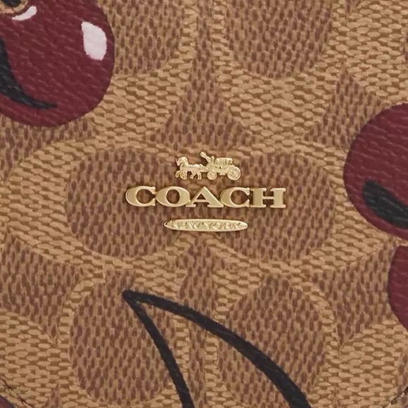 NWT Limited Coach CZ476 Heart Coin Case Signature Canvas Cherry Valentines - Picture 8 of 8